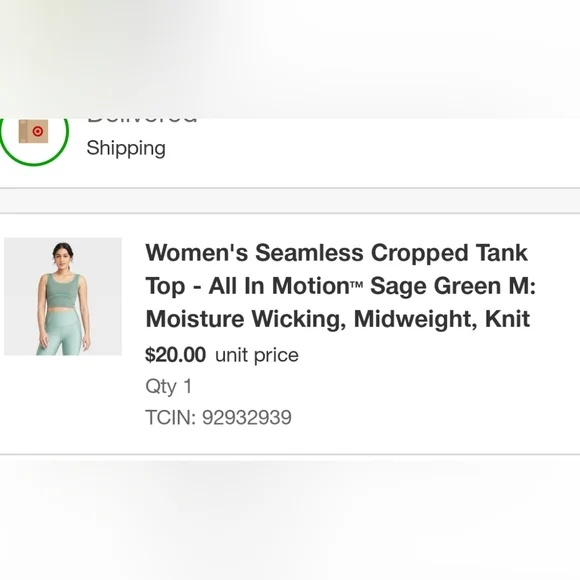 Like New!! All In Motion Women's Seamless Cropped Tank - Picture 4 of 4